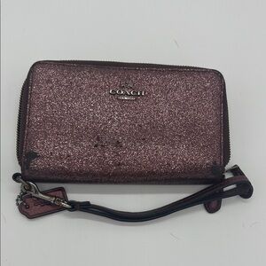 Coach Shimmering Pink Wristlet Clutch
